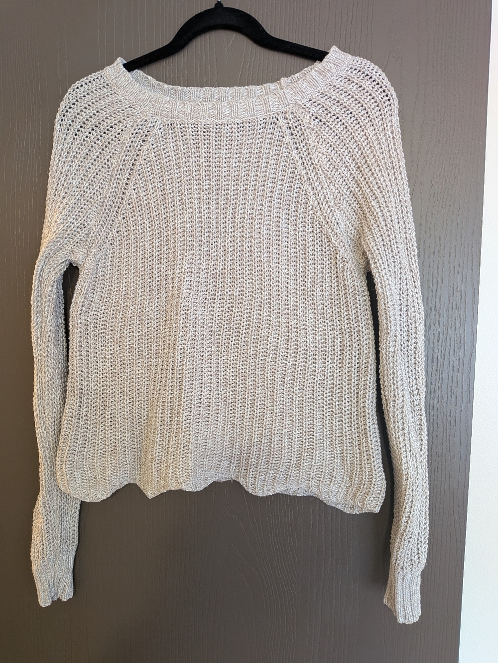 Scallop Hem Cream Knit Pullover Sweater